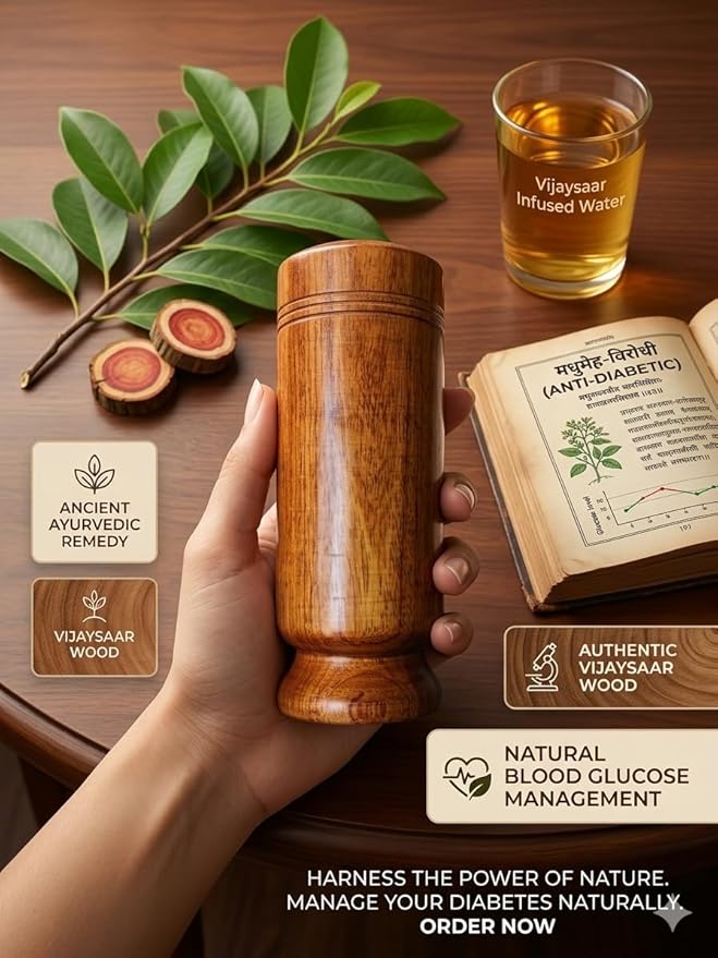 Vijaysar herbal wood tumbler (4 Inch)