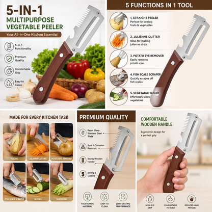 5-in-1 Multipurpose Vegetable Peeler | Stainless Steel Peeler